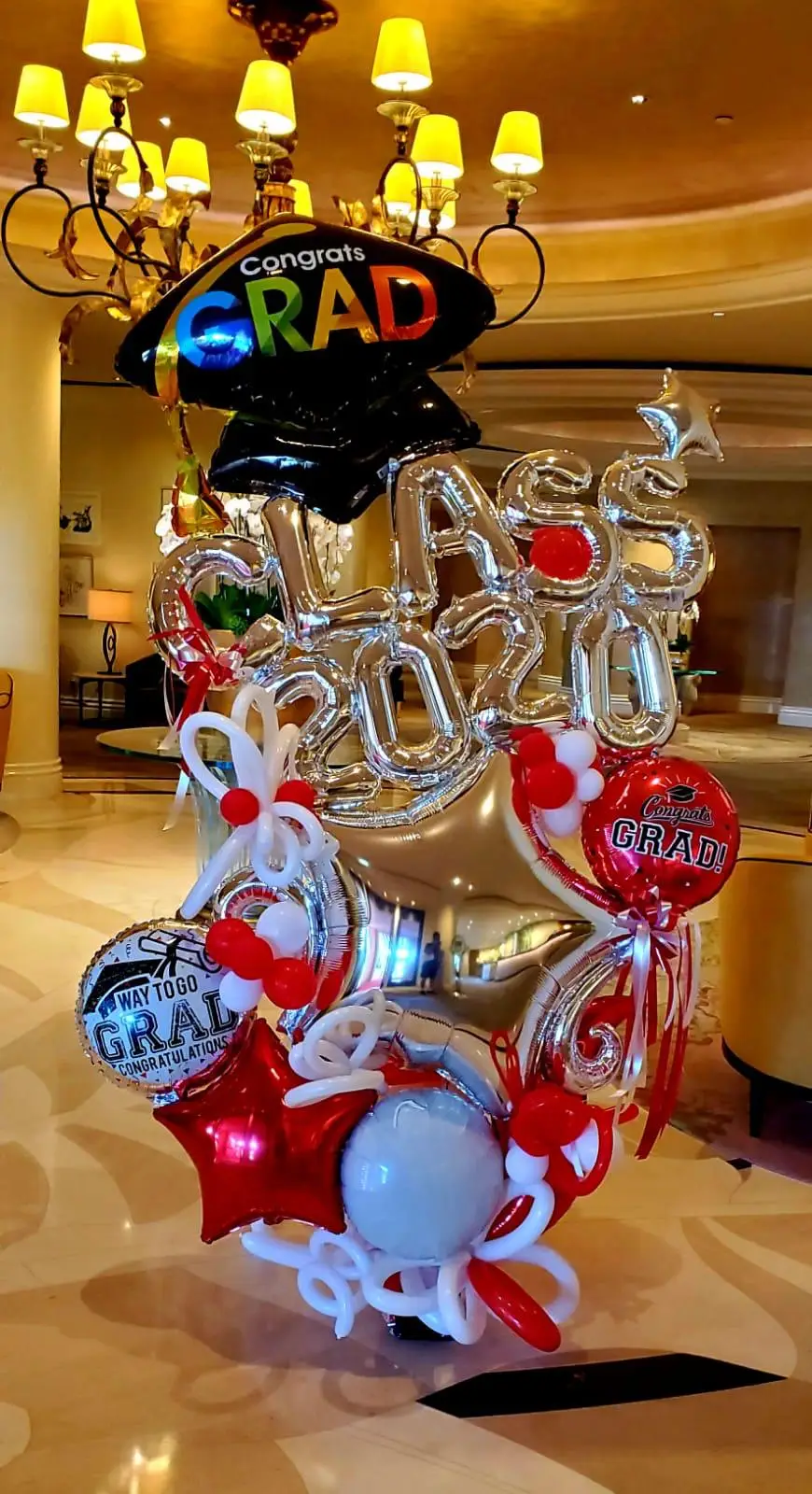Graduation balloon bouquet for a Los Angeles school celebration
