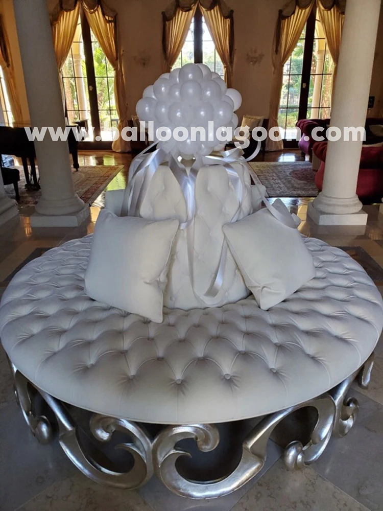 Simple Elegance graduation balloon bouquet with elegant white and gold balloons